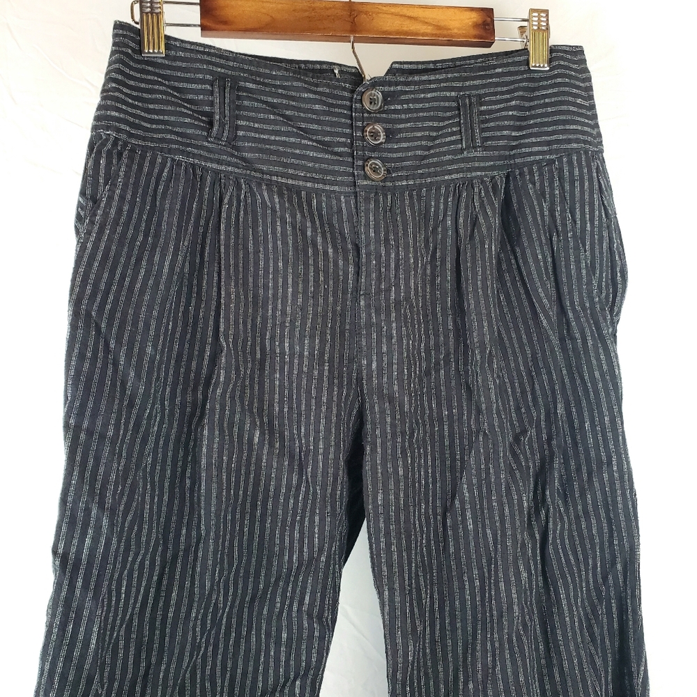 Sundance Amelia‎ Black Striped Linen Trouser Pants - Picture 4 of 10